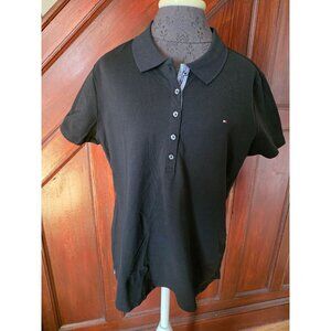 Tommy Hilfiger Black Polo Shirt XL Cotton Blend Short Sleeve New